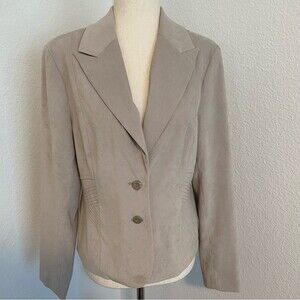 Cato Cream Tan Blazer Jacket Unique Waist & Back Detail Suede Soft Feel Size 12